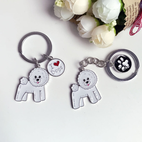 I LOVE DOGS Pet Keyrings Tenerife Dog Keychains Woman Men Car Key Ring Luxury Door Key Chains