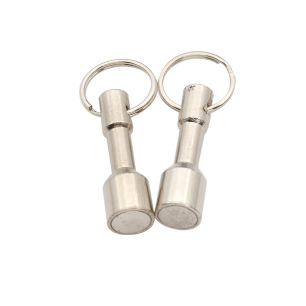 fashion lychee 2pcs Neodymium Hook Magnets Key Chain Silver Scrap Pocket Key Ring Jewelry Test Holder