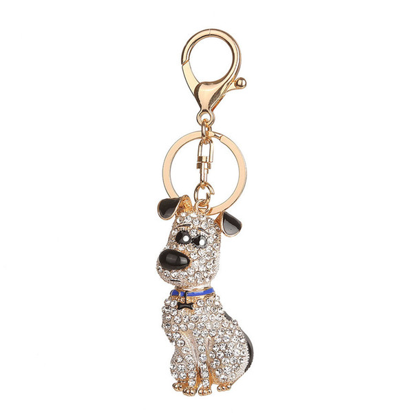 Fashion Dog Rhinestone Tassel Keychain Bag Handbag Key Ring Car Key Pendant