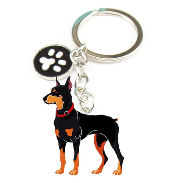 Novelty Jewelry Pet Key Chain Doberman Pinscher Dog Key rings Christmas Gifts Dog Metal Charm Key Chains for Lovers best Friend