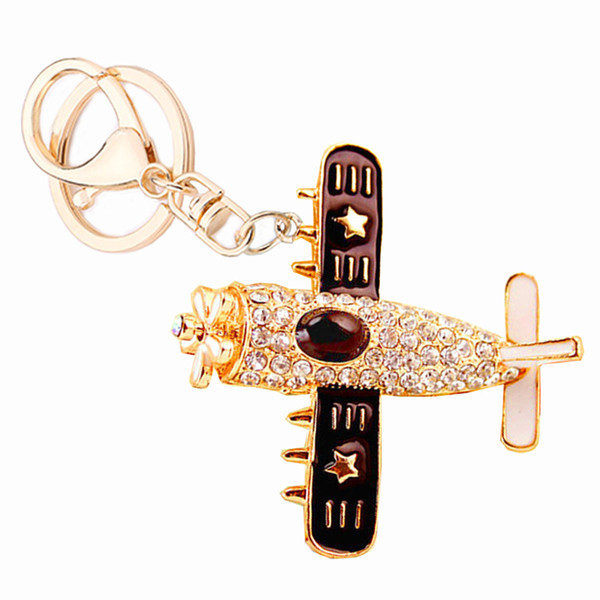 Chaveiro!Rhinestone Plane Keychain Fashion Bag Key Chains Holder Charm Women Handbag accessory Creative Aircraft keyring