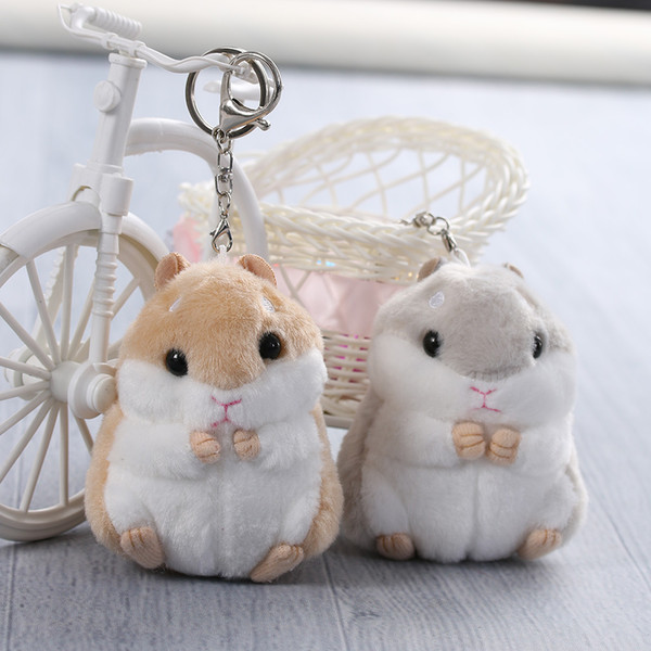 2017 Cute New Trinket Mini Hamster KeyChains Women Fluffy Toy Doll Car Key Ring Keychain Jewelry Gift