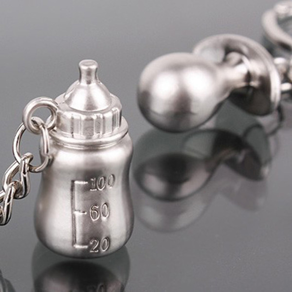 New Fashion Lovely Mini Feeding Bottle & Nipple Keychain Hot Sale Key Ring for Lovers Couple 2017 Valentine's Day Gift