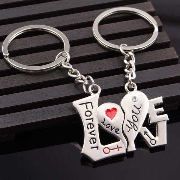 Romantic Creative Birthday Gift Lover Couple Love forever you Heart Keychain Wedding Gift Keyring