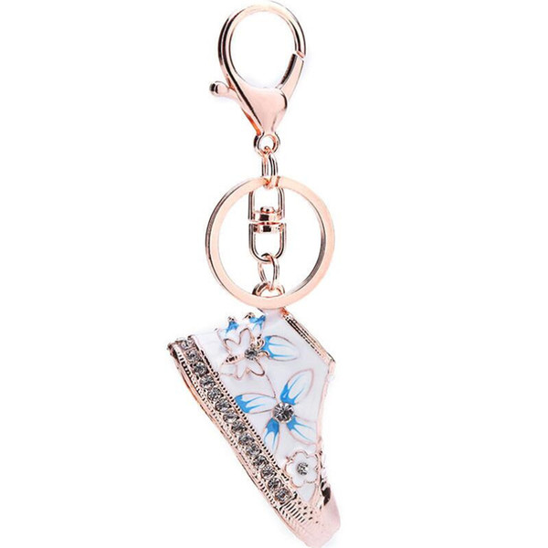 New Fashion Girls Women Keyring 2017 Creative Shoes Crystal Keychain Metal Heel Key Ring Handbag Pendant Car Key Accessory