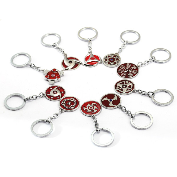 10 Styles Naruto Keychain Car Uchiha Itachi Mangekyou Sharingan Uzumaki Akatsuki Kakashi Konoha Pendant Key Ring Jewelry