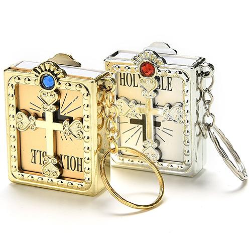 Fashion Mini Holy Bible Miniature Paper Spiritual Christian Jesus Keychain Keyring