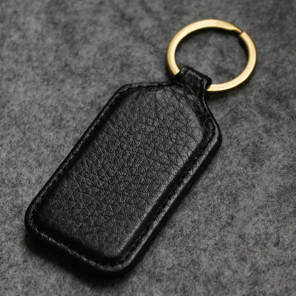 2019 Luxury Designer First layer cowhide Leather Car Keychain with Copper buckle