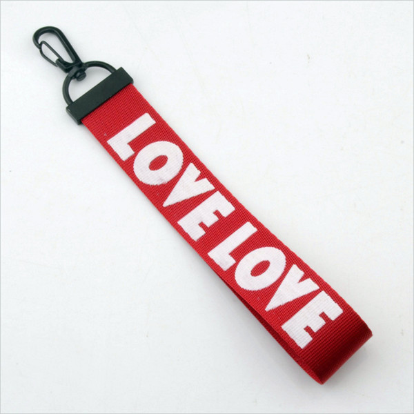 New 10PCS fashion LOVE LOGO mobile phone lanyard trendy key chain Carabiner Car key rope popular Lover Keychains free shipping