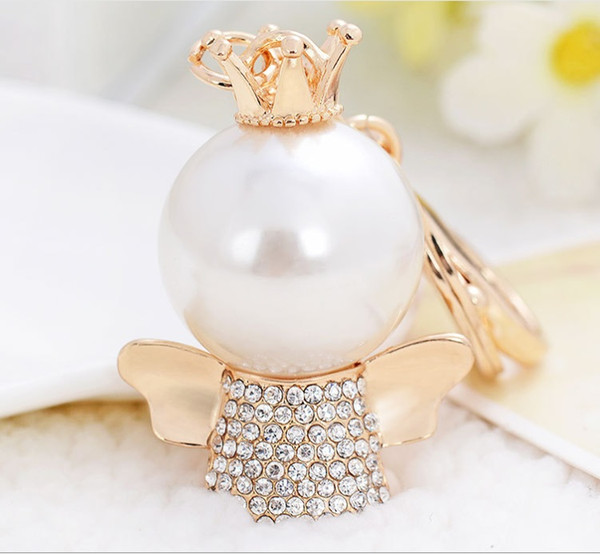 Creative Pearl Angels Limited Edition Small Gift Alloy Car Keychain and Bag Ornaments