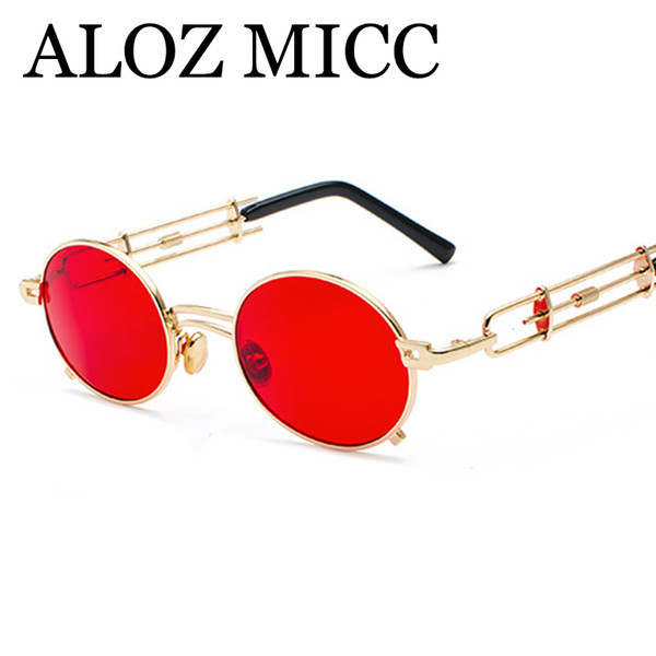 ALOZ MICC 2018 Steampunk Round Sunglasses Women Men Brand Designer Vintage Metal Frame Glasses for Women Oculos A513