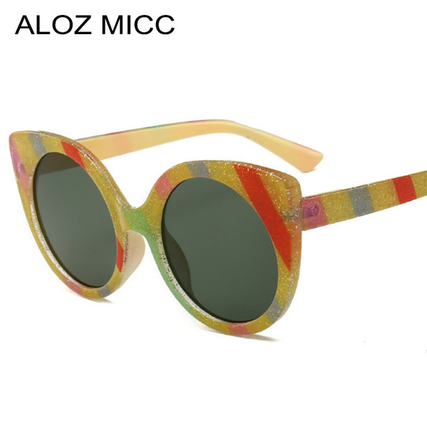 ALOZ MICC New Vintage Cat Eye Sunglasses Women Fashion Stripe Frame Sun Glasses Female Brand Black Red Goggles Eyewear A632