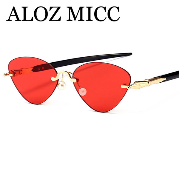 ALOZ MICC Fashion Women Cat Eye Sunglasses Brand Designer Retro Rimless Small Sunglasses Female UV400 Eyeglasses A454