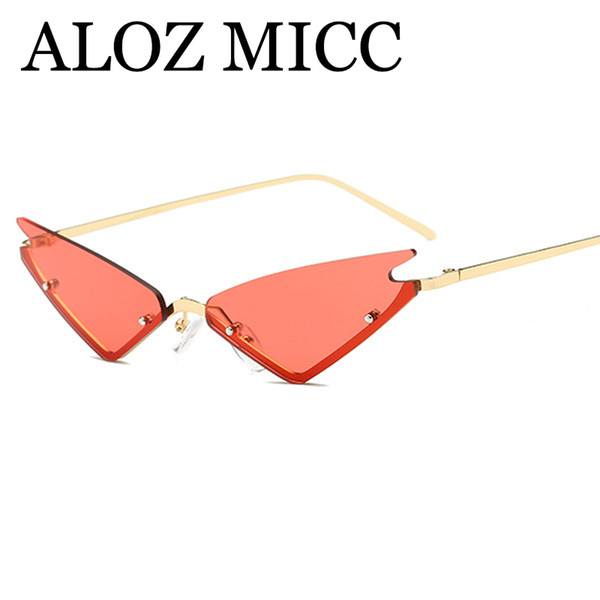 ALOZ MICC sexy rimless cat eye sun glasses women luxury sunglasses 2018 fashion designer sunglasses small frame sun glasses uv400A584