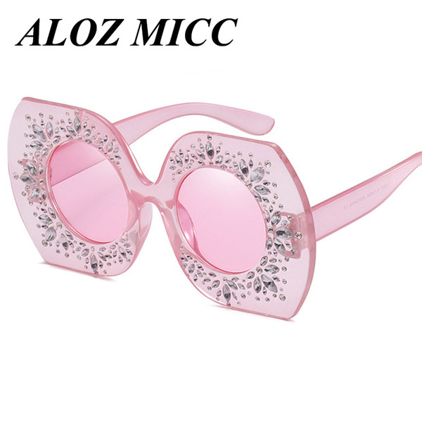 ALOZ MICC Women Diamond Sunglasses Polygon Irregular Crystal Luxury Sunglasses ladies Big Clear Frame Sexy Cool Eyewear Brand Designer A339