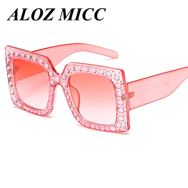 ALOZ MICC Brand Designer Fashion Women Sunglasses for sale Big Frame Crystal Square Diamonds Sunglasses Hot Sale free shipping UV400 A331