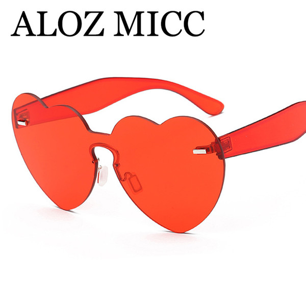 ALOZ MICC 2018 Newest Heart Women Sunglasses Designer Oversize Rimless Fashion Candy Colors Sun Glasses Female Eyeglasses A474