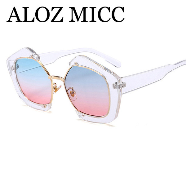 ALOZ MICC 2018 Trendy Half Frame Square Sunglasses Women Fashion Clear Brand Designer Sun glasses For Female Oculos de sol A442