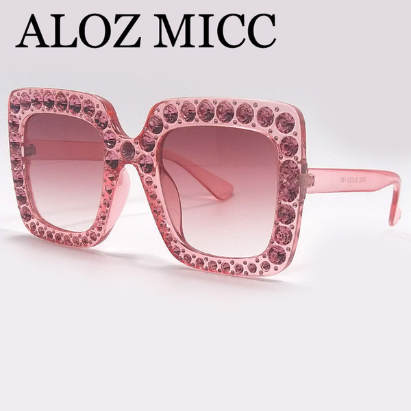 ALOZ MICC Fashion Brand Designer Sunglasses For Women Crystal Sunglasses New Hot Square Oversize Retro Sun Glasses UV400 A444