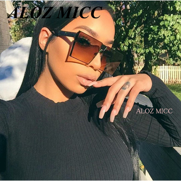 ALOZ MICC Brand Designer Women Square Sunglasses Men's Unique Oversize Shield UV400 Gradient Vintage Eyeglasses Frames For Women A014