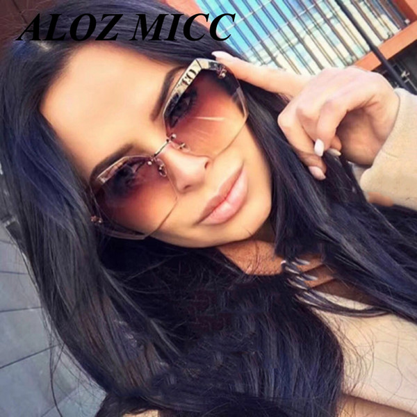 ALOZ MICC Brand Sunglasses For Women Oversized Rimless Frame Designer Sunglasses For Man Retro Hot Eyeglasses Clear Lens UV400 A048