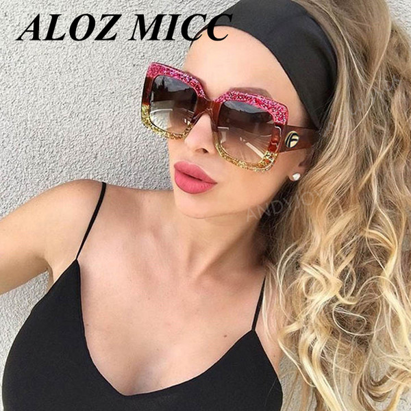 ALOZ MICCDesigner Women Fashion Sunglasses Square Frame Female Oversized Sun Glasses Vintage Green Red Eyewear New Oculos A333