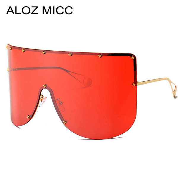 ALOZ MICC Women Fashion Oversized Sunglasses Men 2019 Vintage Half Frame Sunglasses Women Pentagram Windproof Visor Goggles A390