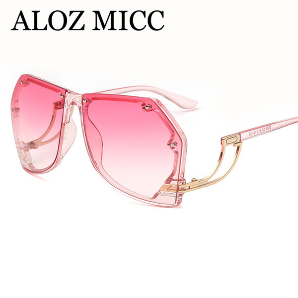 ALOZ MICC Oversize Rimless Sunglasses Women Brand Designer Square Eyewear Ladies Retro Gradient Sun Glasses Female UV400 A600