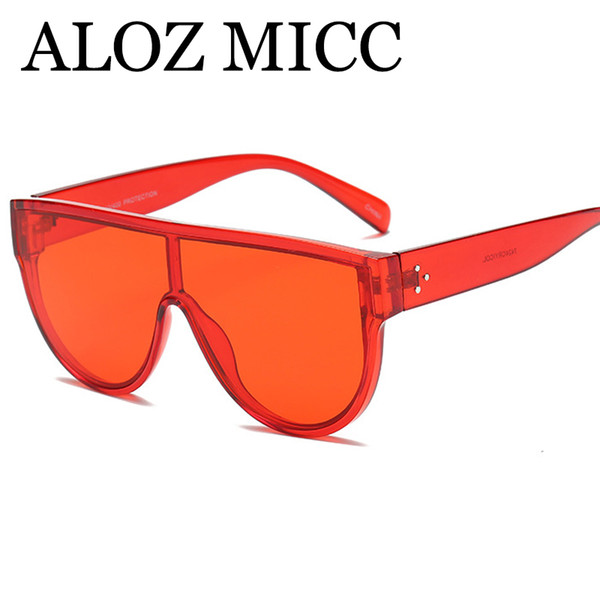 ALOZ MICC 2018 New Oversized Women Sunglasses Brand Designer Big Frame Flat Top Sun Glasses Women Summer Shades UV400 A530