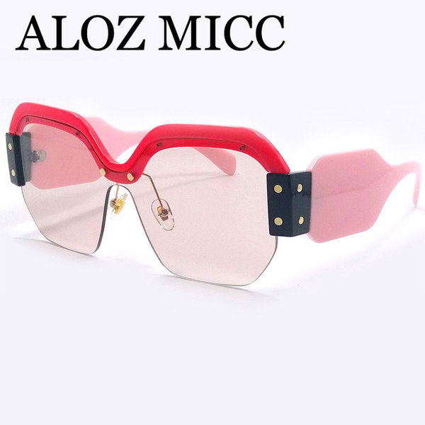 ALOZ MICC Luxury Sunglasses Women Newest Unique Oversized One Pieces Sunglasses For Women Sexy Half Frame Shades Oculos de sol A443