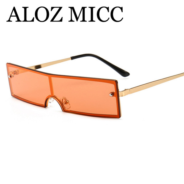 ALOZ MICC luxury sunglasses rimless rectangle sunglasses women men alloy one-piece fashion designer sunglasses Gafas de sol uv400 A573