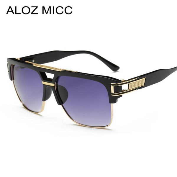 ALOZ MICC 2019 Vintage Square Sunglasses Men Women Fashion Big Frame Flat Top Sun glasses For Men outdoor Eyeglasses UV400 A166