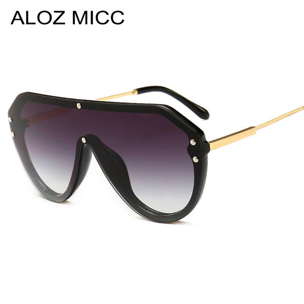 ALOZ MICC 2019 New Fashion Women One Piece Sunglasses Men Oversize Metal Sun Glasses UV400 Oculos Gafas Eyewear A635