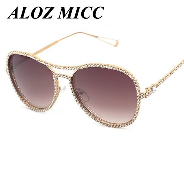 ALOZ MICC Vintage Women Sunglasses New Brand Designer Retro Frame Rhinestone Framework Eyeglasses Optical Eyewear UV400 A173