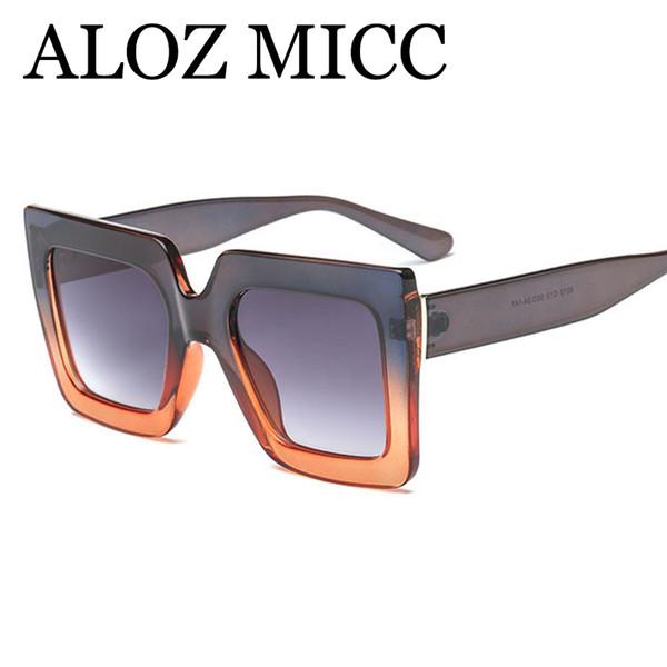 ALOZ MICC Fashion Square Sunglasses Women 2018 Double Color Big Frame Vintage Eyewear For Female UV400 Oculos A544