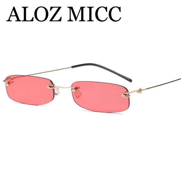 ALOZ MICC Fashion Rimless Women Rectangle Sunglasses 2018 Square Trend Small Frame Metal Eyewear for Female Oculos UV400 A540