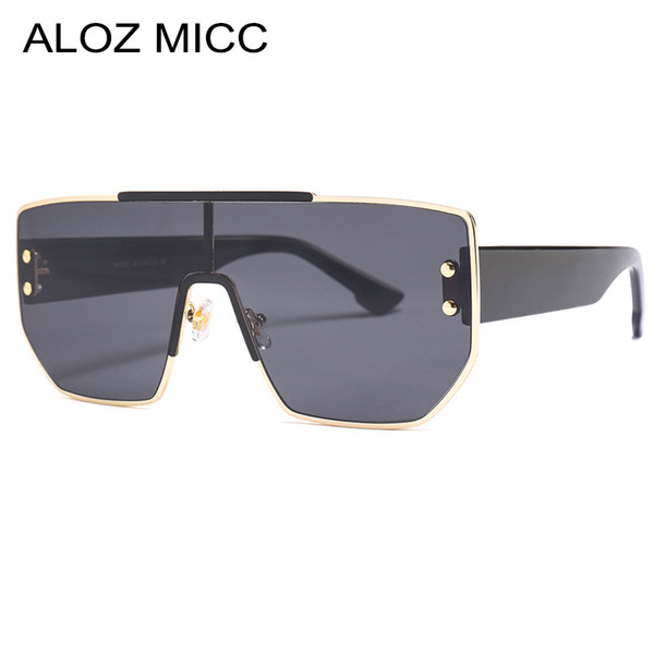 ALOZ MICC Fashion Women Sunglasses 2019 Oversized Square High Quality Metal SunGlasses Men Black Unisex Retro Goggles A422