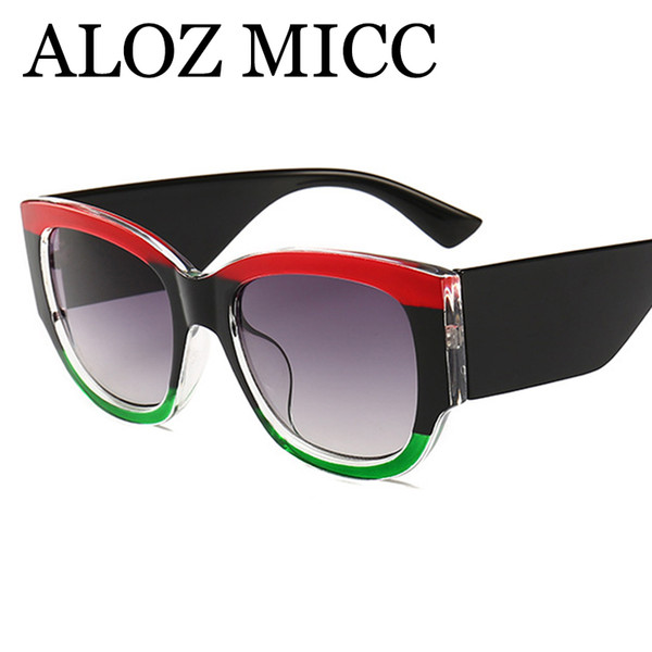 ALOZ MICC Luxury Crystal Cat eye Sunglasses Women 2018 Brand Designer Vintage Stripes Sun Glasses For Women Oculos UV400 A564