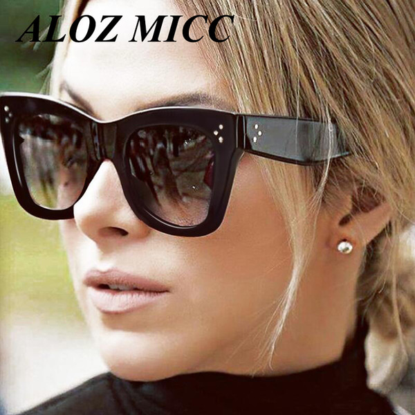 ALOZ MICC Brand Women Vintage Rivet Sunglasses Brand Design Square Luxury Sun glasses Men Big Frame Shades Eyewear Oculos UV400 A164