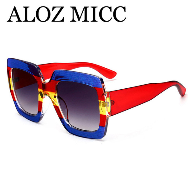 ALOZ MICC luxury sunglasses oversized square sunglasses women designer sunglasses fashion crystal big frame sun glasses Gafas de sol uv400 A