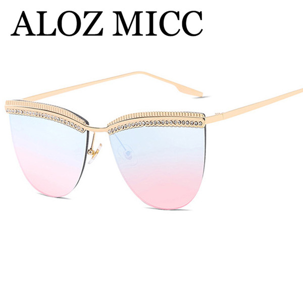 ALOZ MICC Brand Designe Women Diamond Sunglasses Retro Female Oversize Mirror Sun Glasses Oculos De Sol UV400 A381