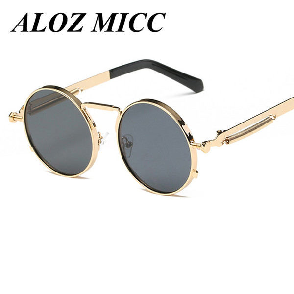 ALOZ MICC Fashion Designer Unisex Men/Women Brand Steam punk Round Lens Sunglasses Unique Spring legs Glasses UV400 A071