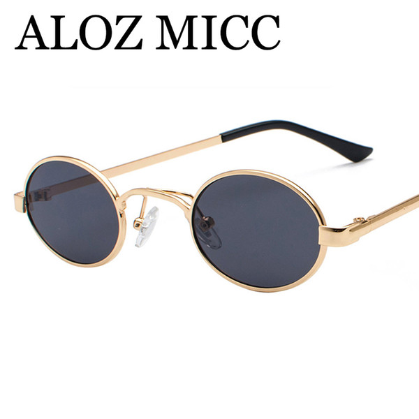 ALOZ MICC 2018 Small Round Sunglasses Women Men Vintage Brand Designer Oval Metal Frame Sun Glasses Female Oculos de sol A504