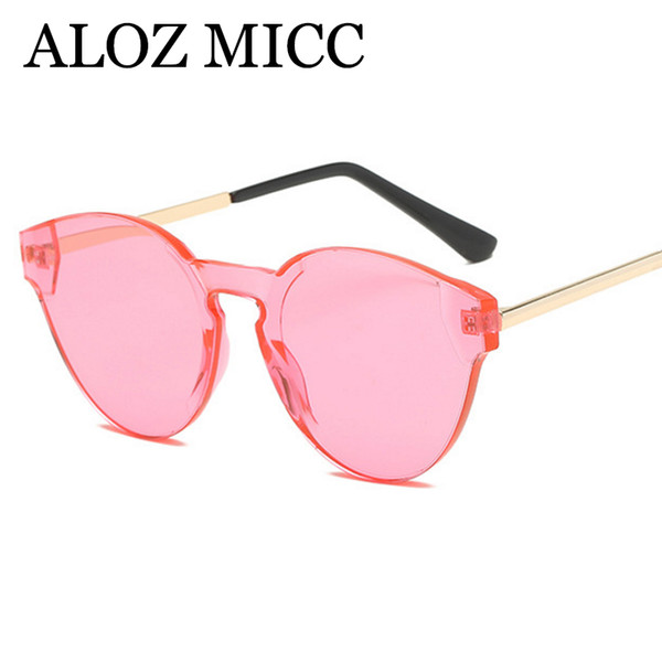 ALOZ MICC Trend Oval Sunglasses Women Frameless one Fashion Men Women Ocean Color Italy Brand Eyewear Female Metal Oculos A606