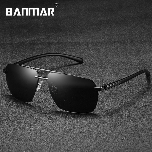 BANMAR UV400 Sunglasses Polarized Rimless Men's Retro Male Goggle Sun Glasses For Men Fashion Brand Luxury Mirror Shades Oculos 201902