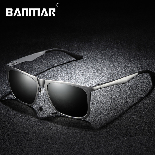 BANMAR New Retro Unisex Aluminum Magnesium Men Sunglasses Polarized Vintage Eyewear Accessories Square Sun Glasses For Men 8014