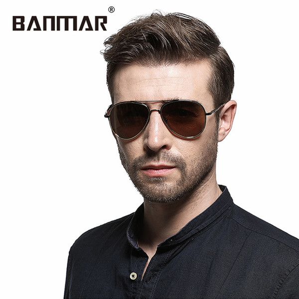 BANMAR Polarized Sunglasses Men Brand Designer Pilot Male Sun Glasses For Driving Vintage Eyewear Shades With Case Oculos De Sol 112