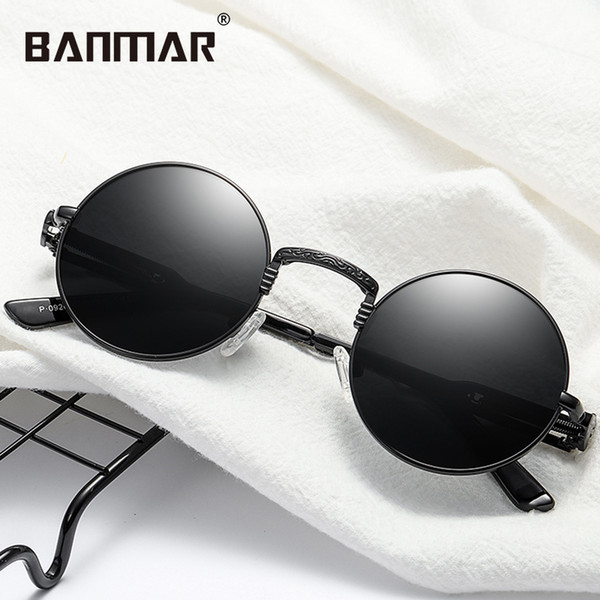 BANMAR Gothic Steampunk Sunglasses Men Women Metal Eyeglasses Round Shades Brand Designer Sun Glasses Mirror High Quality UV400 0926