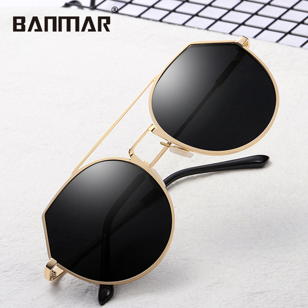 BANMAR Sunglasses Women Driving Pilot Classic Vintage Eyewear Sun Glasses Cat Eye Metal Frame Brand Designer Glasses Shades 0849