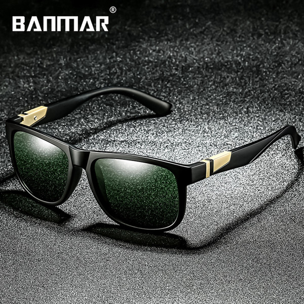 BANMAR New Polarized Sunglasses Men Women Brand Square Black Frame Sun Glasses Driving Shades Unisex Fishing Eyewear Oculos 0944